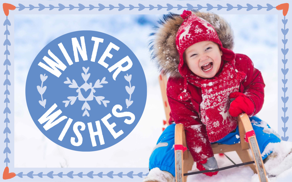 Cute Baby Sledding Winter Wishes 2023
